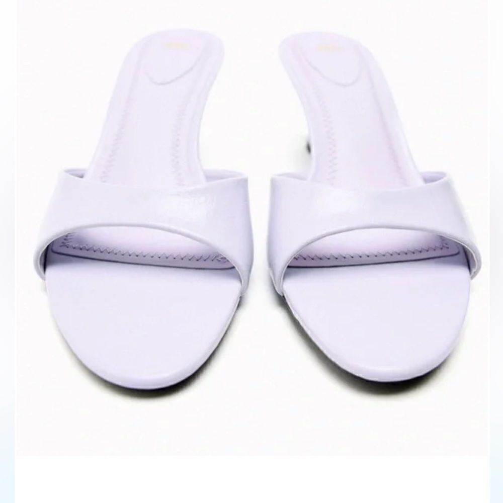 ZARA NEW WOMAN HEEL MULES SHOES LAVENDER SIZE 39